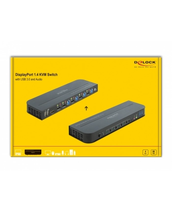 DeLOCK DP 1.4 KVM Switch - 8K 30Hz with SB 3.2 Gen 1, KVM Switch (Black)