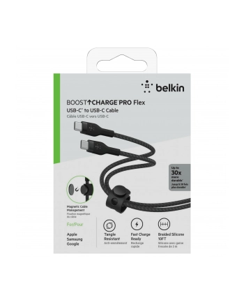 belkin Kabel BoostCharge USB-C/USB-C silikonowy w oplocie 3m, czarny nr 1
