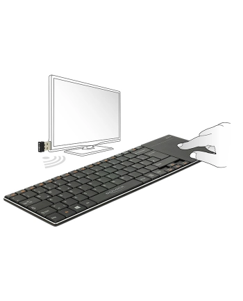 D-E Layout - DeLOCK wireless keyboard with toucD-E Layout - HPad Kolor: CZARNY - for Smart TV and Windows PCs