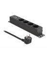 DeLock socket strip 4-way 1U bk - with overvoltage protection - nr 5