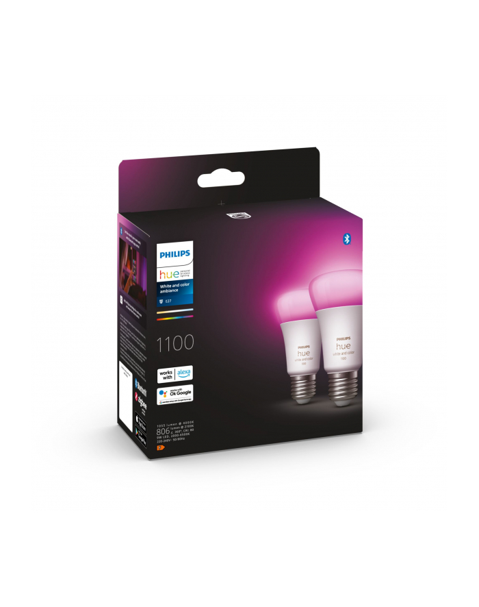 Philips Hue E27 double pack 2x800lm 75W - White ' Col. Amb. główny