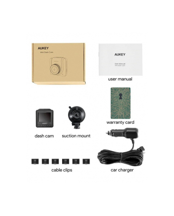 aukey DRA5 Kamera samochodowa Rejestrator | Full HD 1920x1080@30p | 170 stopni  | microSD | 1.5' LED