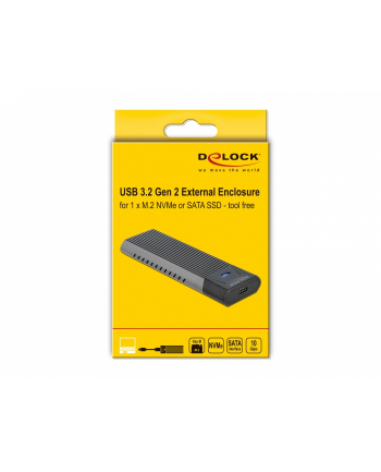 DeLOCK external USB Type-C combo enclosure for M.2 NVMe PCIe or SATA SSD, drive enclosure