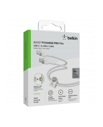 belkin Kabel BoostCharge USB-C/USB-C silikonowy w oplocie 3m, biały