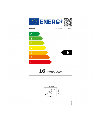 Lenovo ThinkVision S22e-20, LED monitor- 22 - Kolor: CZARNY, FullHD, 75 Hz, AMD Free-Sync)