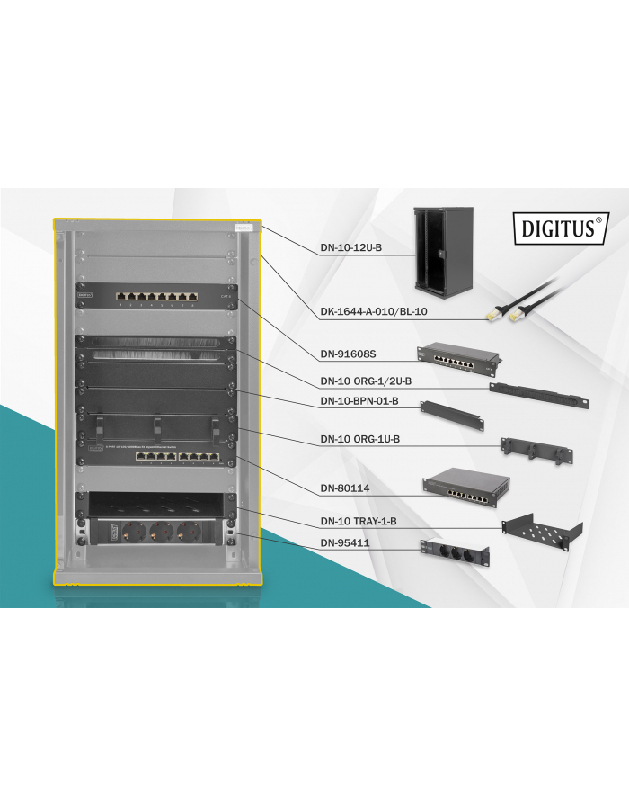 Digitus 10 Set 3 B 12U Kolor: CZARNY główny