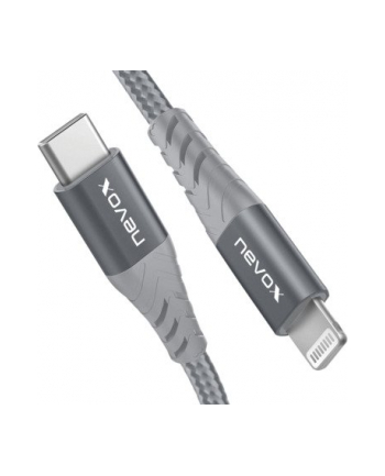 Nevox Lightning > USB-C data cable MFi (silver/grey, 2 meters)