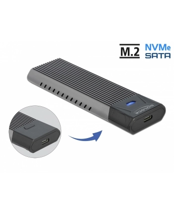 DeLOCK external USB Type-C combo enclosure for M.2 NVMe PCIe or SATA SSD, drive enclosure