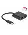 DeLOCK USB-C adapter> Gigabit LAN + PW Kolor: CZARNY - LAN 10/100/1000 Mbps with Power Delivery - nr 17