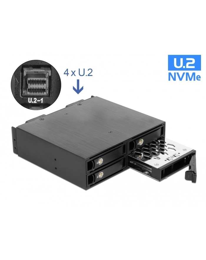 DeLOCK 5.25 ? removable frame for 4 x 2.5 ? U.2 NVMe SSD, installation frame główny