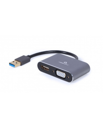 GEMBIRD A-USB3-HDMIVGA-01 Adapter z USB 3.0 na HDMI + VGA szary