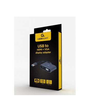 GEMBIRD A-USB3-HDMIVGA-01 Adapter z USB 3.0 na HDMI + VGA szary