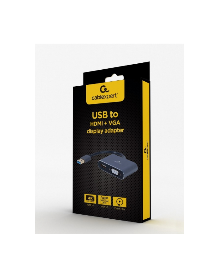 GEMBIRD A-USB3-HDMIVGA-01 Adapter z USB 3.0 na HDMI + VGA szary główny
