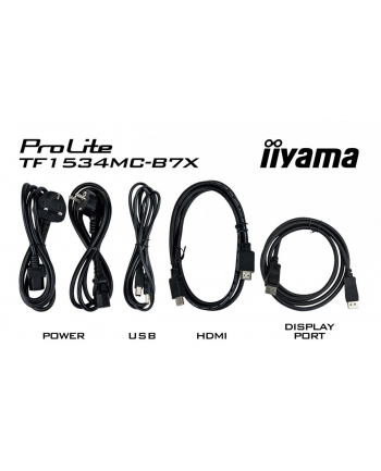 iiyama Monitor 15 cali TF1534MC-B7X TN,10 punktów dotykowych, HDMI, DP, 4:3, P65, 7H, USB