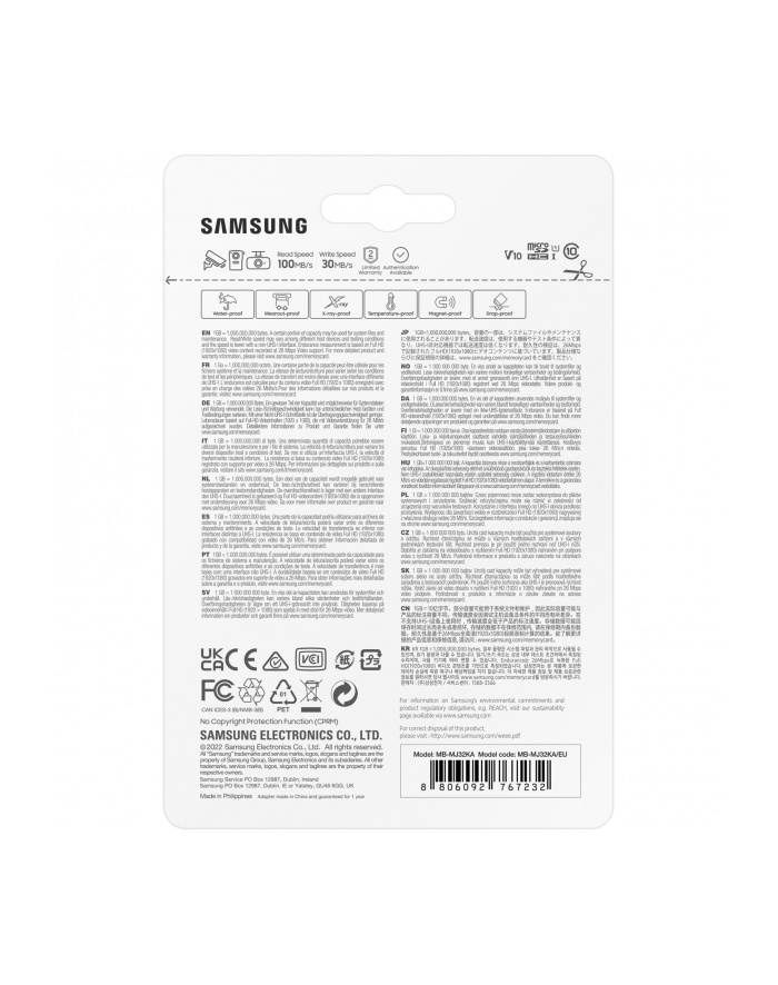 SAMSUNG PRO Endurance microSD Class10 32GB incl adapter R100/W30 up to 17520 hours główny