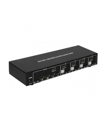 TECHLY KVM Switch Display Port 1.2 4-Port with Hub and Audio allows to view information via USB and DisplayPort from 4 PCs
