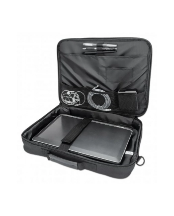 MANHATTAN Cambridge Clamshell Notebook Bag 15.6inch Front Rear and Interior Pockets Shoulder Strap Handle Black