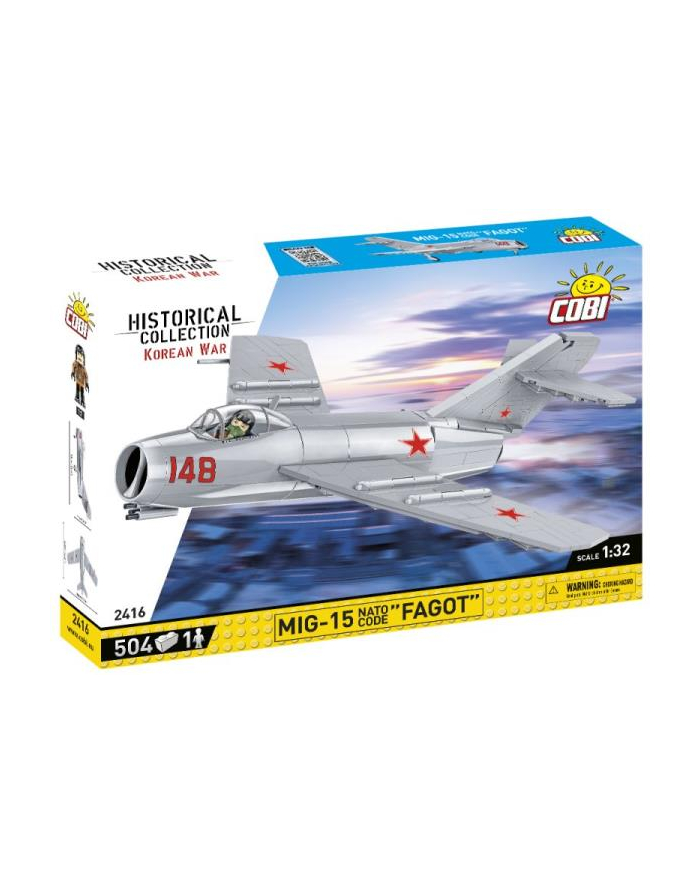 COBI 2416 Historical Collection Korean War Wojna w Korei Samolot myśliwski MIG-15 NATO COD-E '';FAGOT''; 504 klocki główny