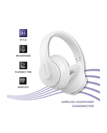 qoltec Słuchawki bezprzewodowe z mikrofonem | BT 5.0 AB | Białe
