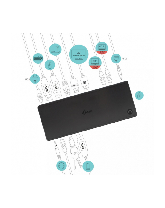 i-tec Stacja dokująca USB-C/Thunderbolt KVM Dual Display + PowerDelivery 65/100W główny