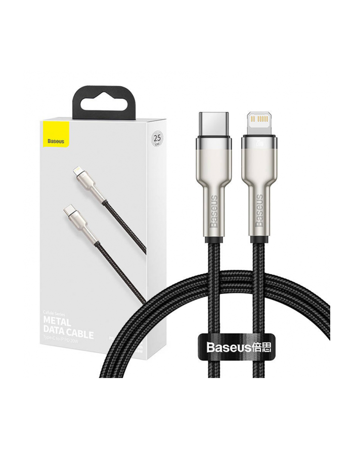 BASEUS BASEUS CAFULE METAL LIGHTNING CABLE PD20W 25CM BLACK  (6953156202054) główny