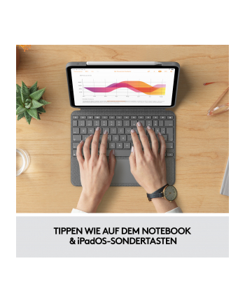 LOGITECH COMBO TOUCH - KEYBOARD AND FOLIO CASE - WITH TRACKPAD - QWERTZ - GERMAN - OXFORD GREY - ETUI Z KLAWIATURĄ - NIEMCY - SZARY