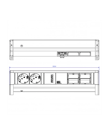 Bachmann Listwa Zasilająca 2 Gniazda Schuko + Ładowarka Usb + 2 Puste Moduły Desk BM9020183 nr 1
