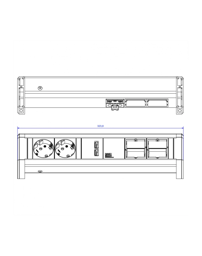 Bachmann Listwa Zasilająca 2 Gniazda Schuko + Ładowarka Usb + 2 Puste Moduły Desk BM9020183 główny