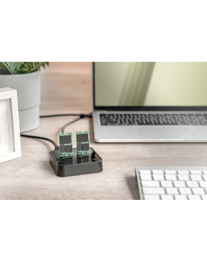 digitus Podwójna stacja dokująca do dysków SSD M.2 NVMe z funkcją klonowania offline, USB-C, Czarna główny