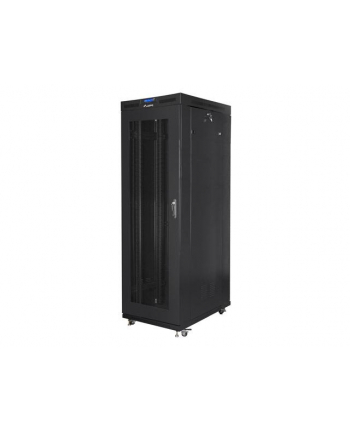 Szafa instalacyjna rack stojąca 19 cali 37U 800x1000 czarna drzwi perforowane LCD ( Flat pack)