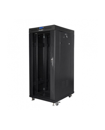 Szafa instalacyjna RACK stojąca 19 22U 800X800 czarne drzwi szklane LCD (FLAT PACK)