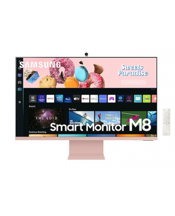 Samsung 32'' LS32BM801UUXEN VA 3840x2160 UHD 16:9 1xMicro HDMI/1xUSB-C 1xUSB-C (65W) 4 ms (GTG) HAS / Webcam / głośniki płaski różowy SMART