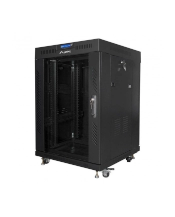 Szafa instalacyjna RACK stojąca 19 15U 800X1000 czarna drzwi szklane LCD  (FLAT PACK) nr 1