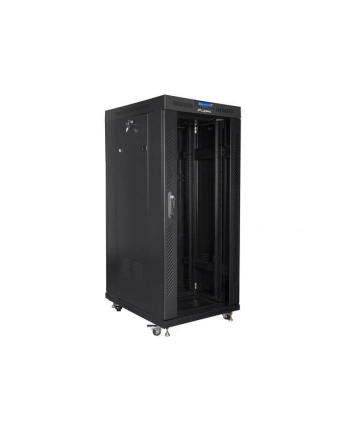 Szafa instalacyjna rack stojąca 19 cali  27u 800x1000 czarna drzwi szklane LCD (flat pack) nr 2