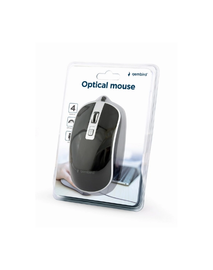 GEMBIRD MUS-4B-06-BS Optical mouse USB Kolor: CZARNY/silver główny