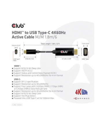 Kabel Club 3D CAC-1334 HDMI to USB-C 4K60Hz Active Cable M/M 18m