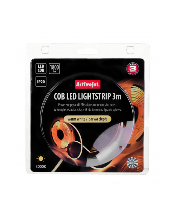 activejet Taśma LED COB 3m z zasilaczem barwa ciepła IP20