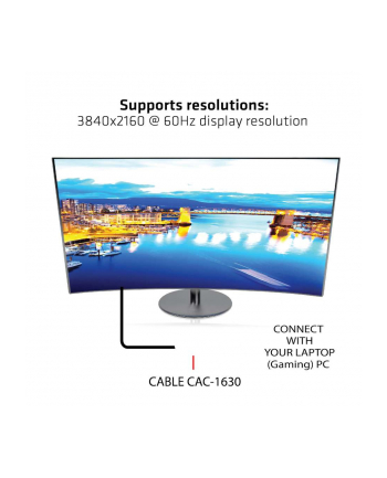 Hub Club 3D CAC-1630 USB Type-C + HDMI™ + MiniDP™ 12 to HDMI™ 4K60Hz HDR M/M Active Adapter 32AWG