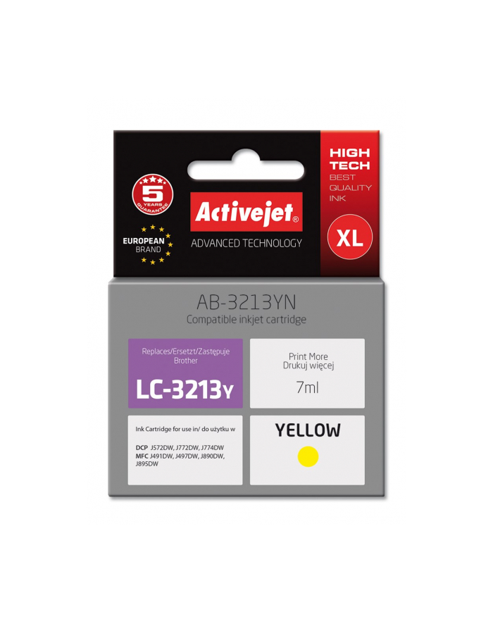 Tusz Activejet AB-3213YN (zamiennik Brother  LC3213Y; Supreme; 7 ml; żółty) główny