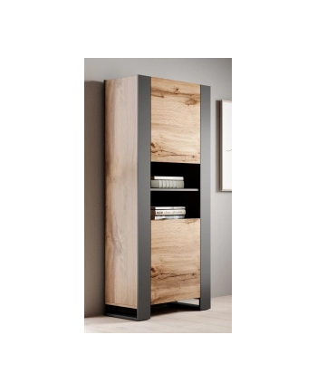 cama meble Regał WOOD 65x40x170 dąb wotan + antracyt nr 2