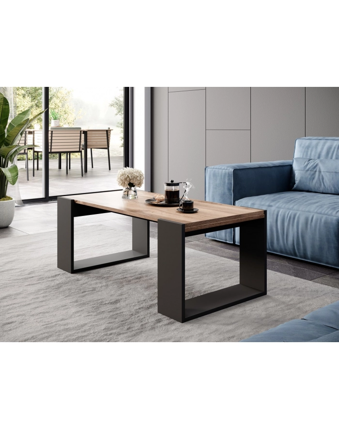 cama meble Ława/Stolik WOOD 120x55x46 dąb wotan + antracyt główny