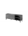 cama meble Szafka RTV ABETO 150x42x52 grafit/grafit połysk - nr 3