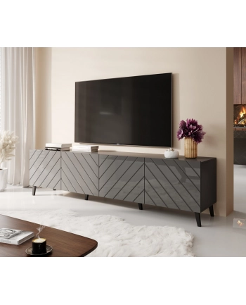 cama meble Szafka RTV ABETO 200x42x52 grafit/grafit połysk nr 1