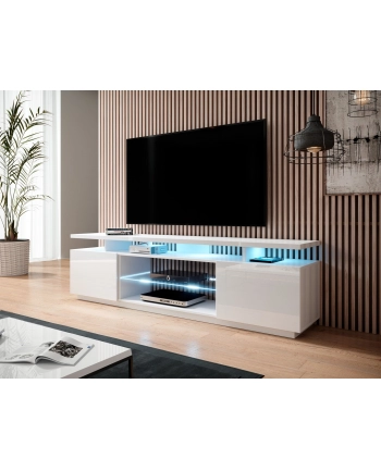 cama meble Szafka RTV EVA 180x40x52 biały/biały połysk nr 2