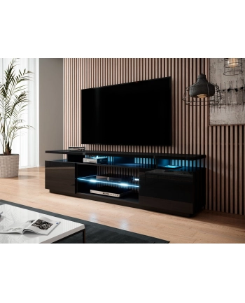 cama meble Szafka RTV EVA 180x40x52 czarny/czarny połysk nr 1