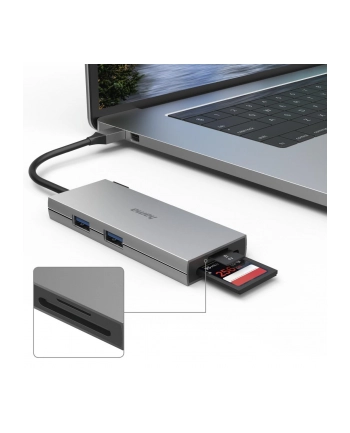 Hama Multiport Usb-C 2Xusb-A 3.2 1Xtyp-C 1Xhdmi + Czytnik Kolor Szary nr 2