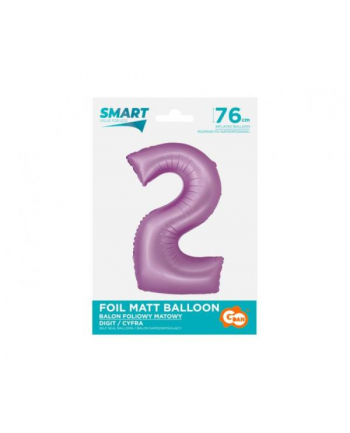 Balon foliowy Smart Cyfra 2 lawendowa matowa 76cm Godan