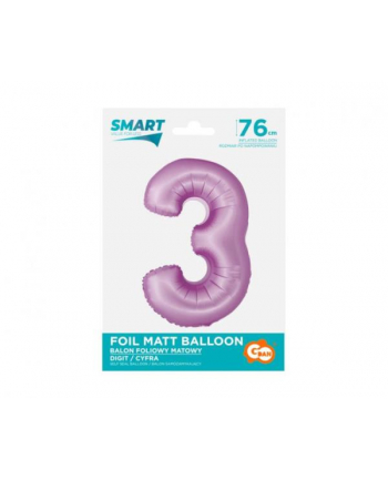 Balon foliowy Smart Cyfra 3 lawendowa matowa 76cm Godan