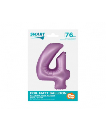 Balon foliowy Smart Cyfra 4 lawendowa matowa 76cm Godan