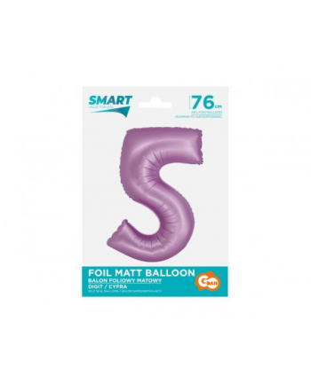 Balon foliowy Smart Cyfra 5 lawendowa matowa 76cm Godan